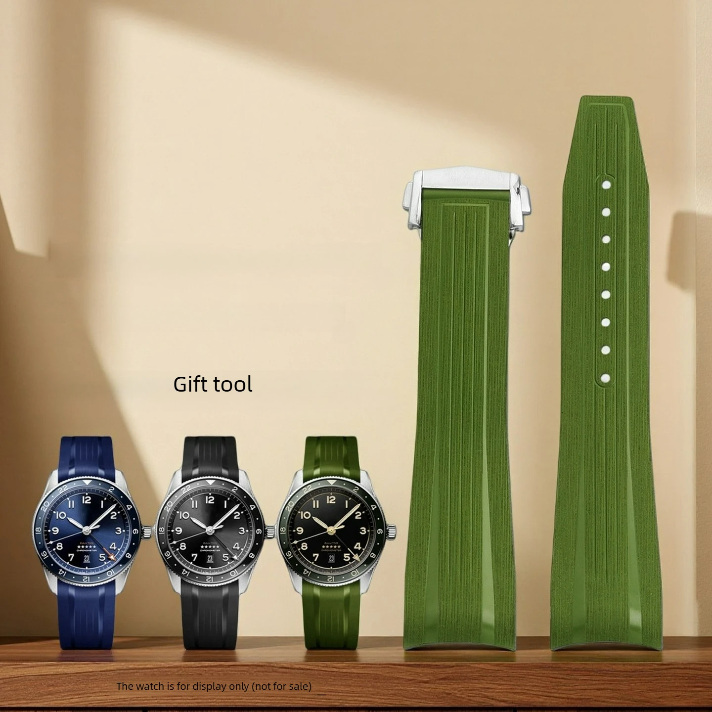 Suitable for Longines Comcast GMT series L3.970 fluororubber strap L3.890 arc waterproof bracelet
