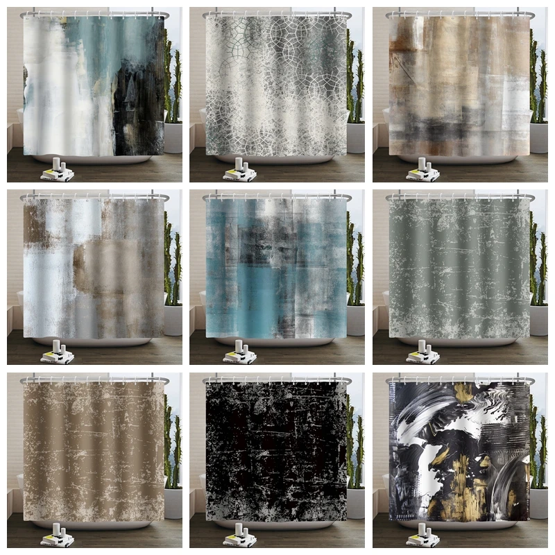 

Abstract Watercolor Shower Curtain Colorful Grunge Aesthetic Fabric Bath Curtain Brush Marks Pattern Bathroom Decor Curtain