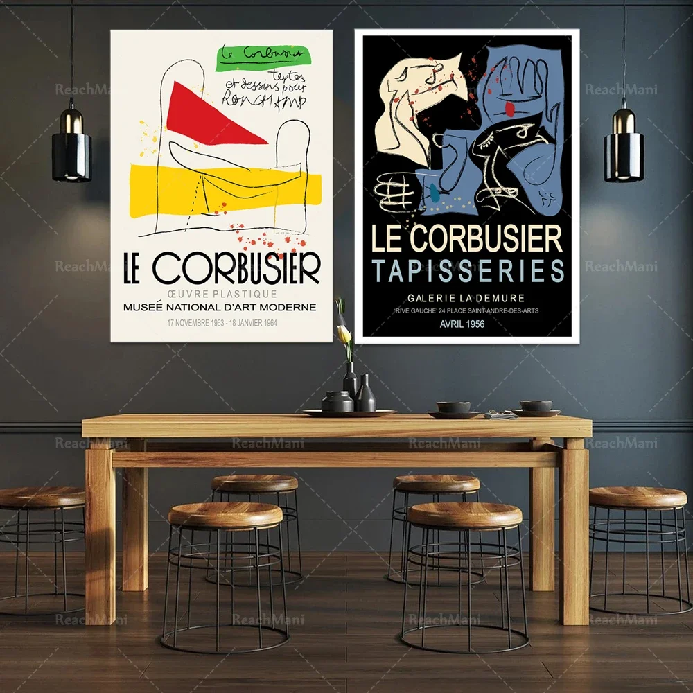 ملصقات LE CORBUSIER 1964، 1956، مطبوعات Le Corbusier، ملصقات Le Corbusier، ملصقات المعرض، ملصقات فنية حديثة، فن تجريدي #2