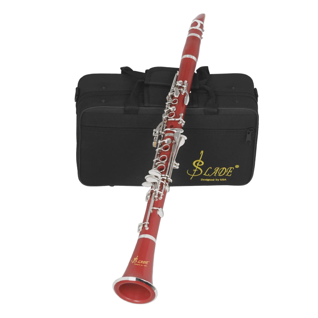 SLADE Bb Clarinet 17 Keys 6 Rings Red Clarinet Portable Woodwind Instrument Smooth Key Action With Complete Accessories