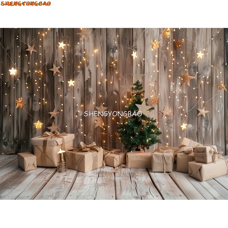 SHENGYONGBAO 크리스마스 날 장식 거실 사진 배경, 새해 휴일 벽난로, 실내 파티 배경 JS-06