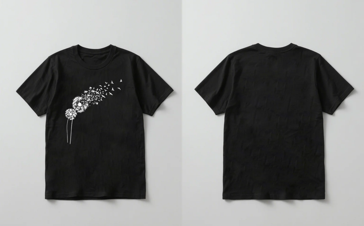

2025 Новая модная футболка с короткими рукавами и принтом одуванчика и птицы, повседневная унисекс