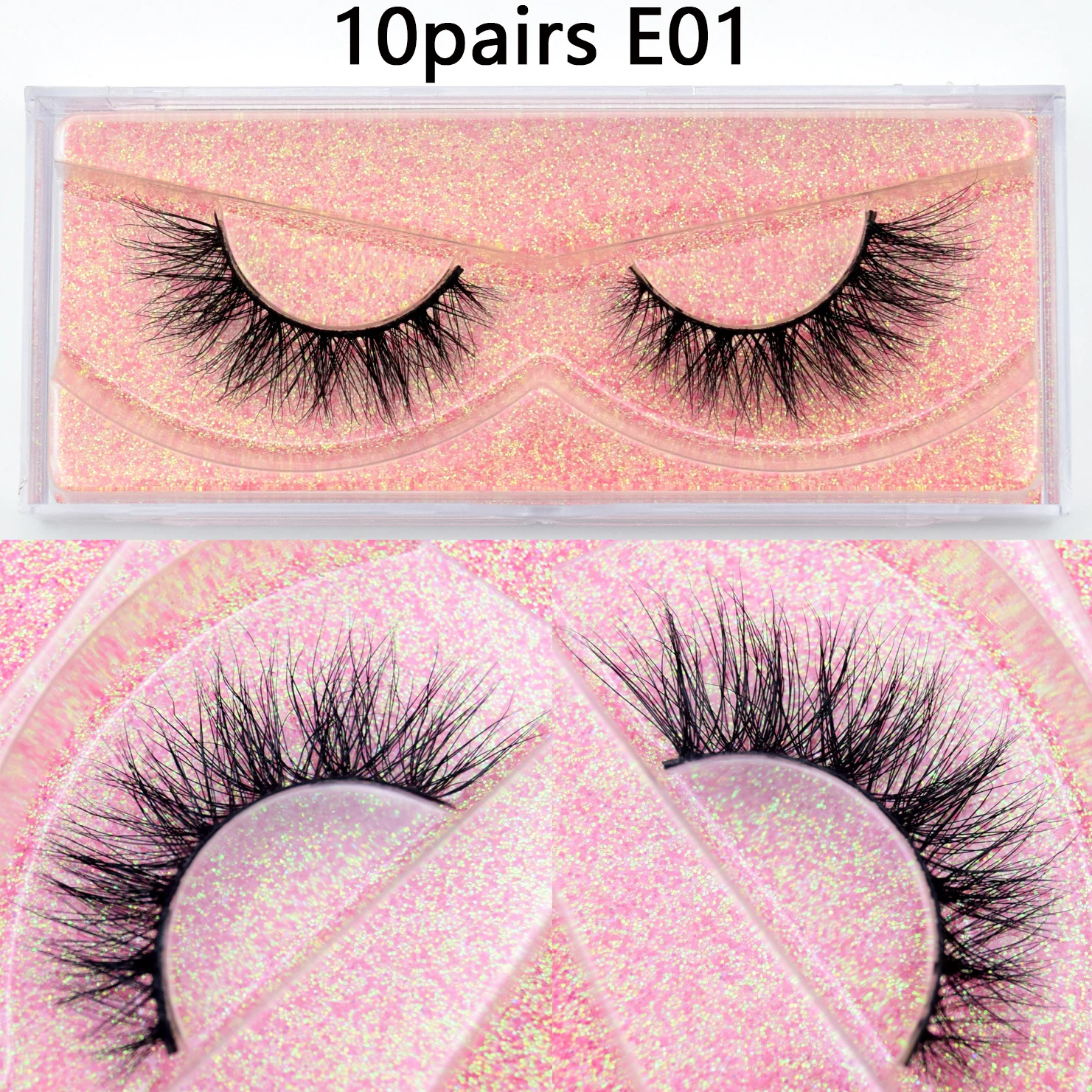 Visofree 3D Mink Lashes 10pairs/lot Mink False Eyelashes Wispy Luxury Lashes Reusable Fluttery Fake Eyelashes 16mm Makeup Lashes