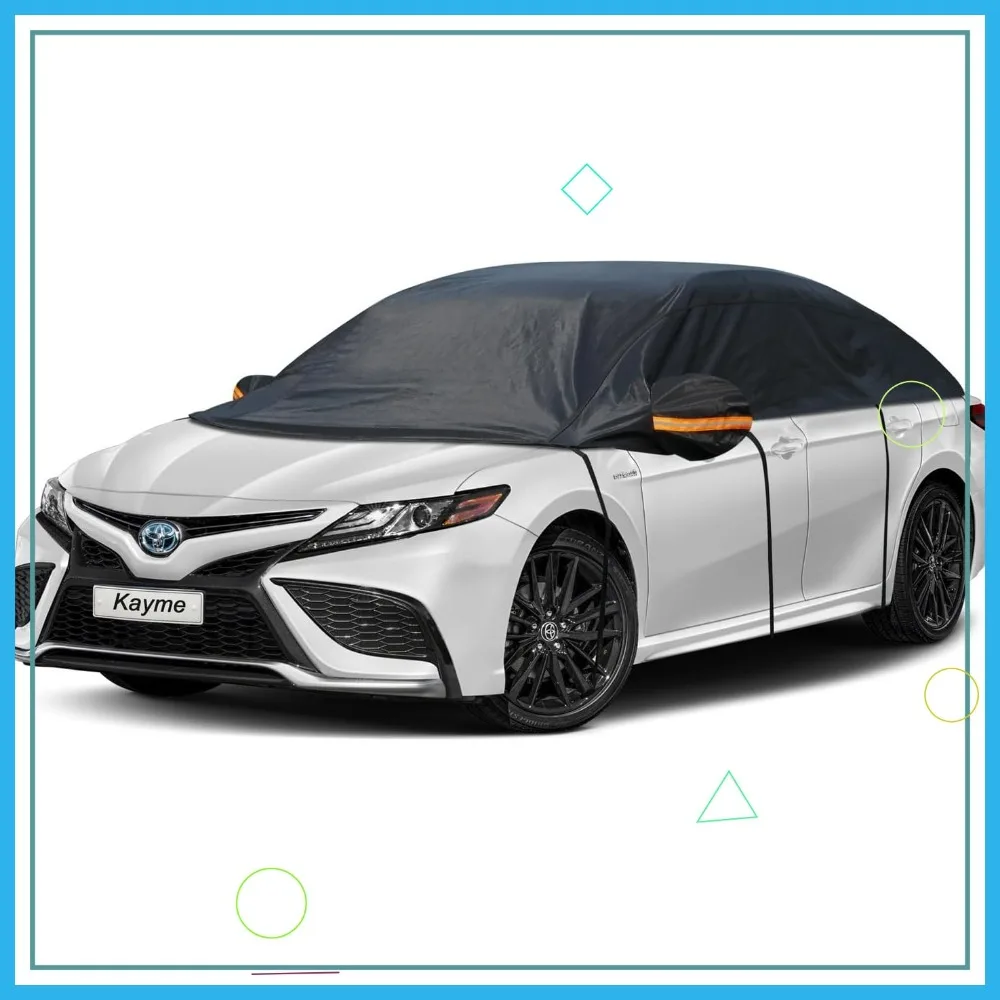 

Универсальный полуавтомобильный чехол со светоотражающими ремнями, водонепроницаемая защита от атмосферных воздействий для седана, подходит для автомобилей диагональю 128–139 дюймов