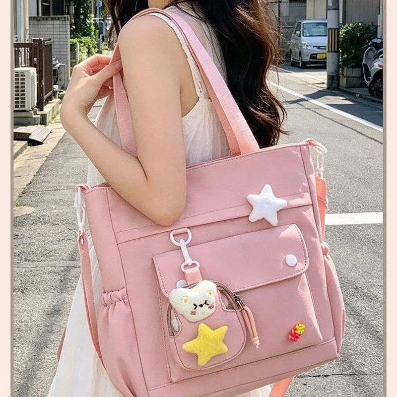 

Cute Casual Tote Shoulder Bag, Large Capacity Carryall for Teen Girls and Young Women, for School Classes, Daily Commute