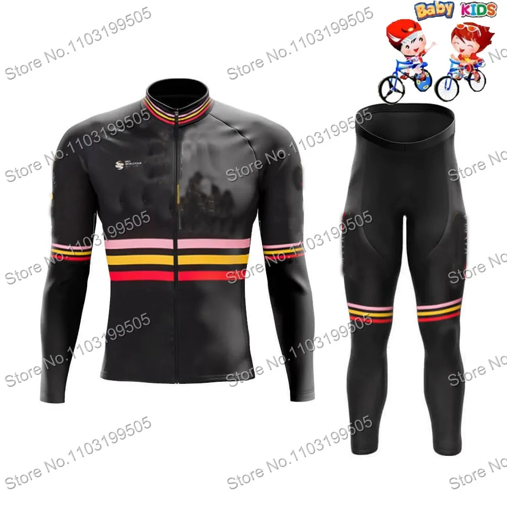 2024 Kids Trilogy TDF World Champion Team Cycling Clothing Boys Cycling Jersey Set Children Bicycle MTB Road Bike Shirt Suit MTB