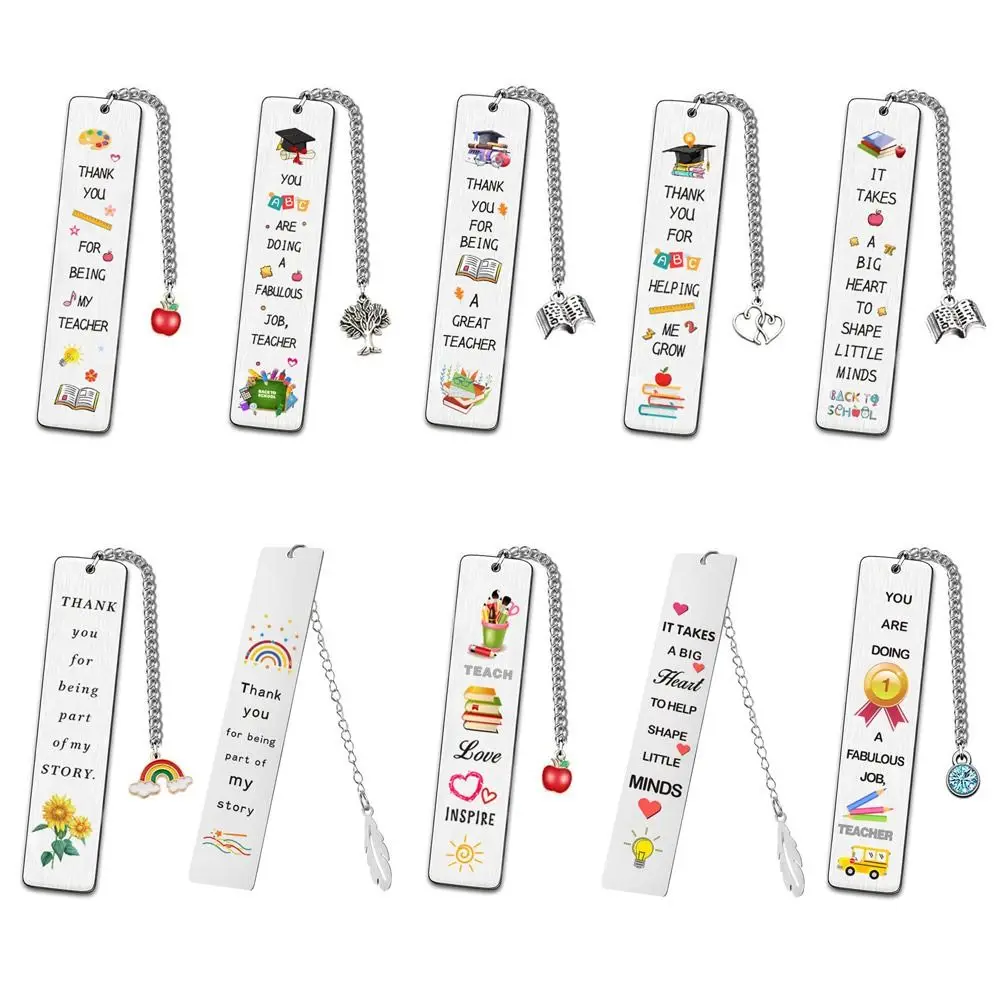 Stainless Steel Bookmarks for book Stationery Thanks Message Book Accessories Book Clip Teacher Gift Book Page Holder Graduation