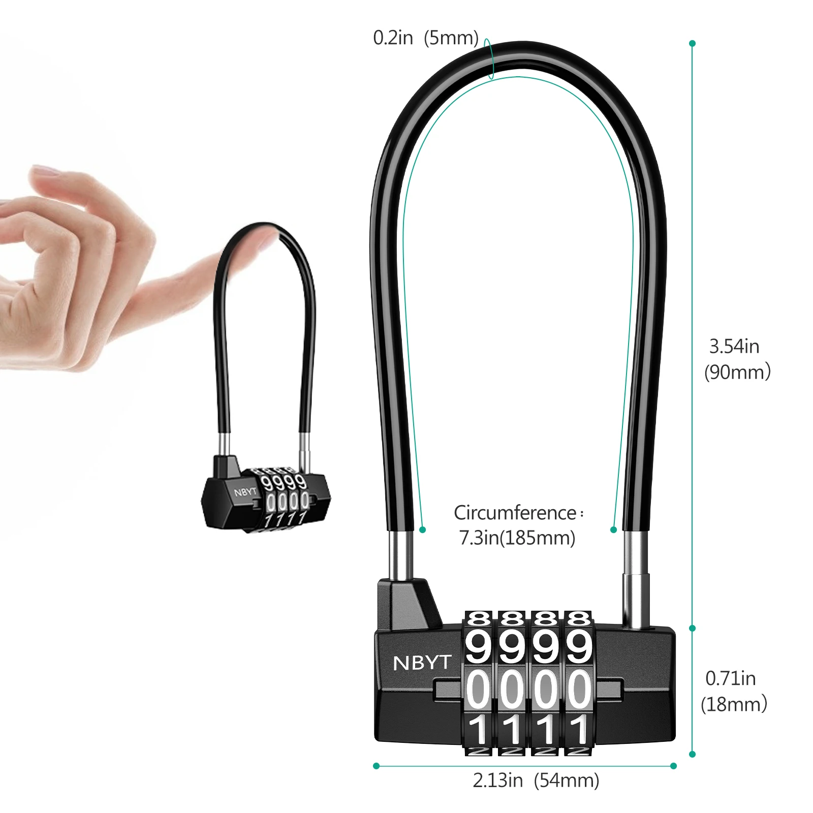 4-cijferig combinatiehangslot Combinatieslot met lange beugel Weerbestendig handvat Hangslot Veiligheidsslot voor kastdeur buiten