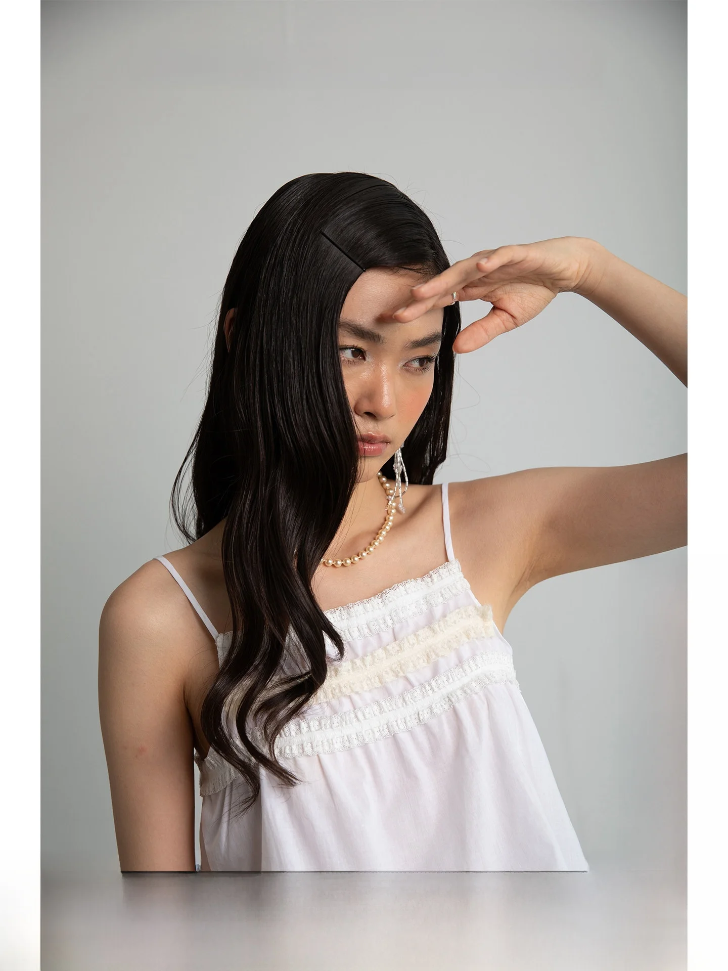 

White Elastic Lace Trim Strap Short Top Women's Fashion Spring Summer New Arrival Original Design Cotton Straight Tube