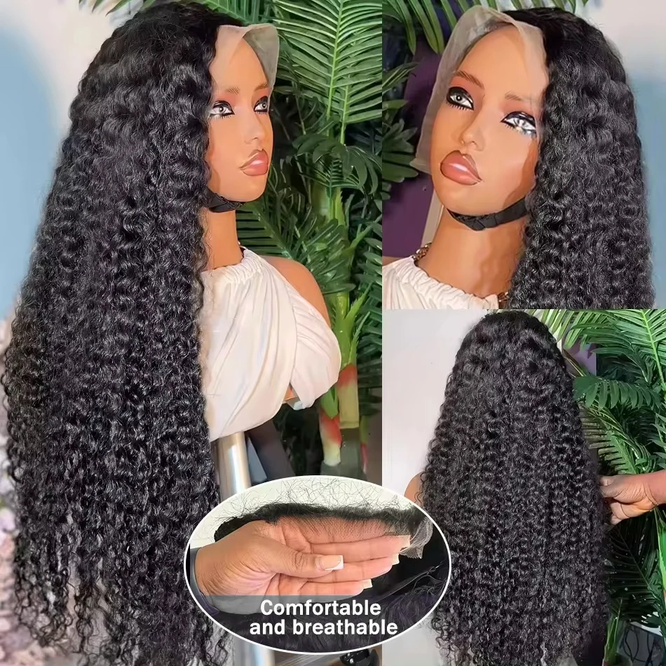 250 Density HD 13X6 Transparent Deep Water Wave Curly Human Hair Lace Frontal Wig 30 34 Inch 13X4 Lace Front Human Hair Wigs image 3