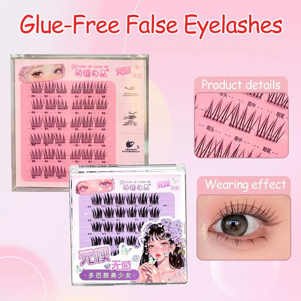 Glue Strands Lashes Natural Cross Style False Eyelashes Noglue Single-cluster Eyelashes Large Stem Eyelashes Volume Transpa Z7E6