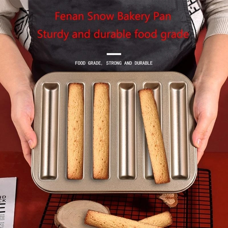 F19B 6-Cavity Biscuit Mold Non-Stick Cylinder Muffin Pan Financier Cake Pan Carbon Steel Cake Bread Mold Easy to Clean