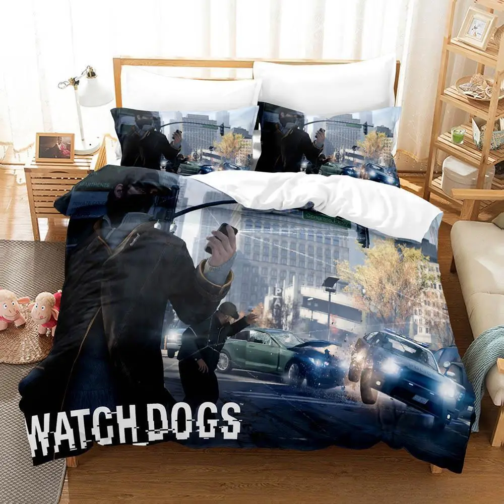Watch Dogs Bedding Set Single Twin Full Queen King Size Bed Set Adult Kid Bedroom Duvet Cover Sets 3D Print Game Bed Sheet Set