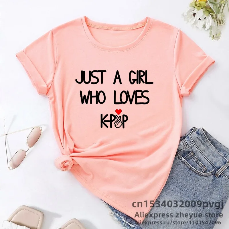 Just A Girl Who Loves Kpop T-shirts for Women Men K-pop Korean Finger Love Concert T-Shirt Short Sleeve Women\'s Clothing