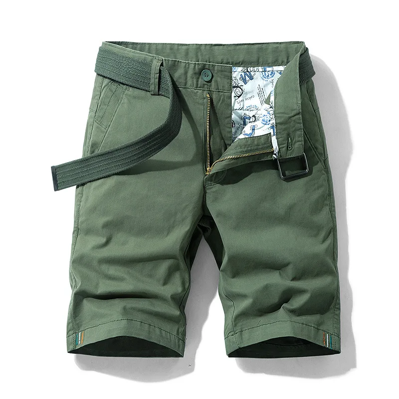 2025 Men's Cotton Stretch Shorts Summer Casual Korean Slim Fit Streetwear Elastic Waist Youth Breathable Mid-Length
