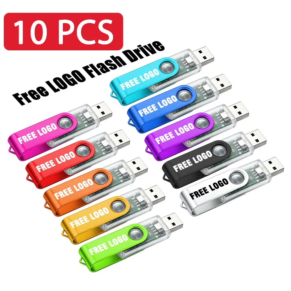 10PCS Colour USB Flash Drive Pen Drive 1GB 2GB 4GB 8GB 16GB Pendrive Memory Stick 32GB 64GB USB Stick Gift Free Custom LOGO