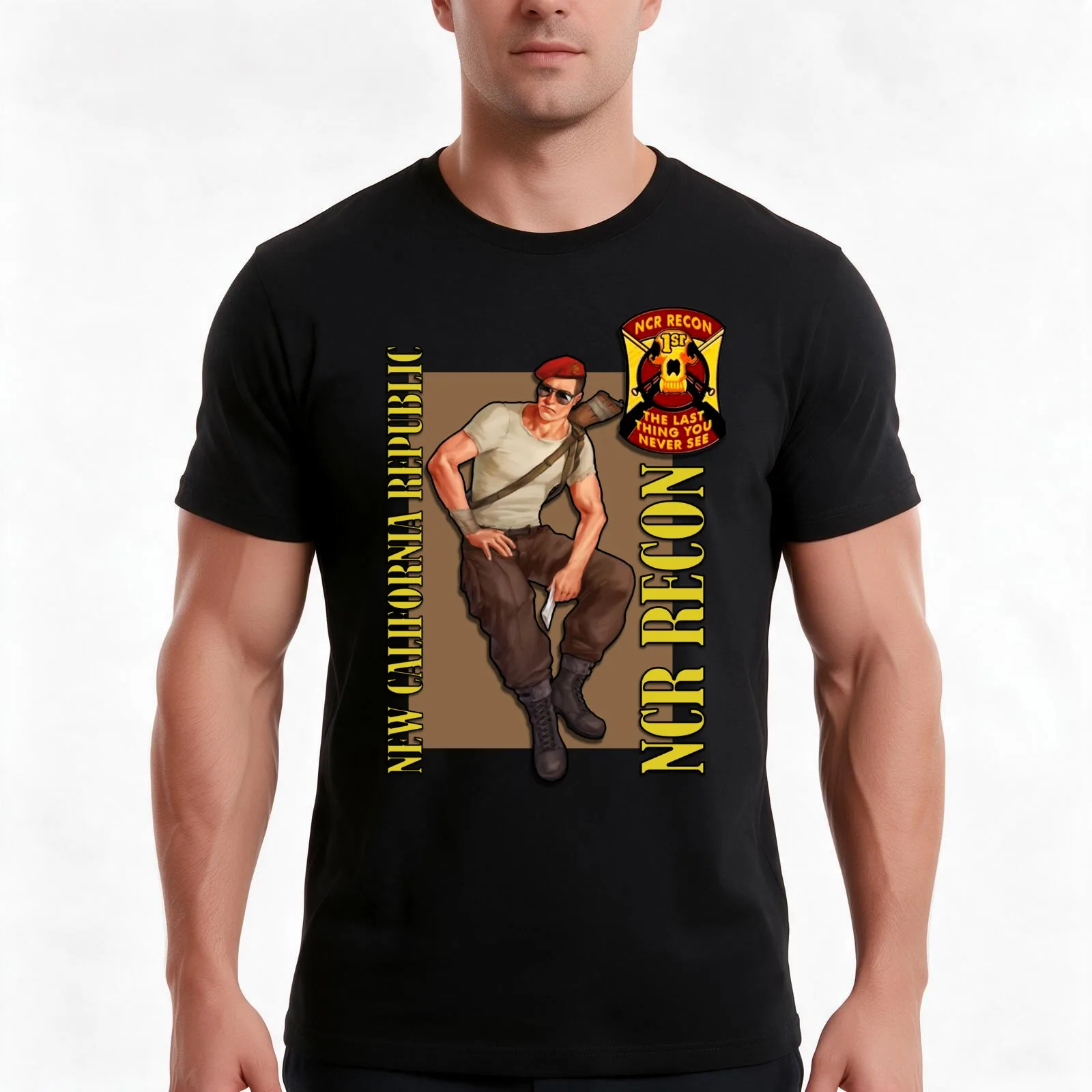 Craig Boone NCR FIRST RECON T-Shirt, Summer Casual Cotton Tee, Oversized Streetwear Tops, Vintage Graphic Print, 100% Cotton