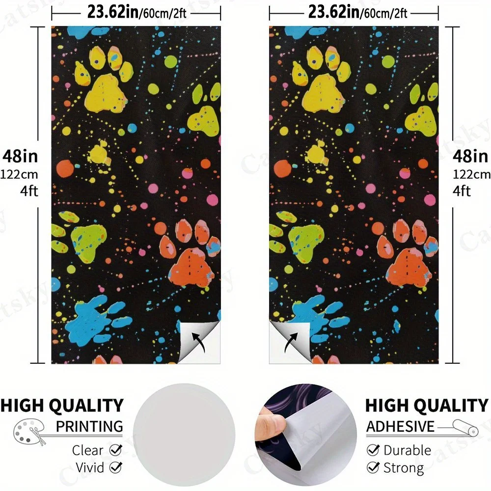Colorful Paw Prints,Splatter Paint Pattern,Pet - Themed Design,High Value! 2D Flat Vinyl Sandboard Stickers - Bubble-Free, Easy