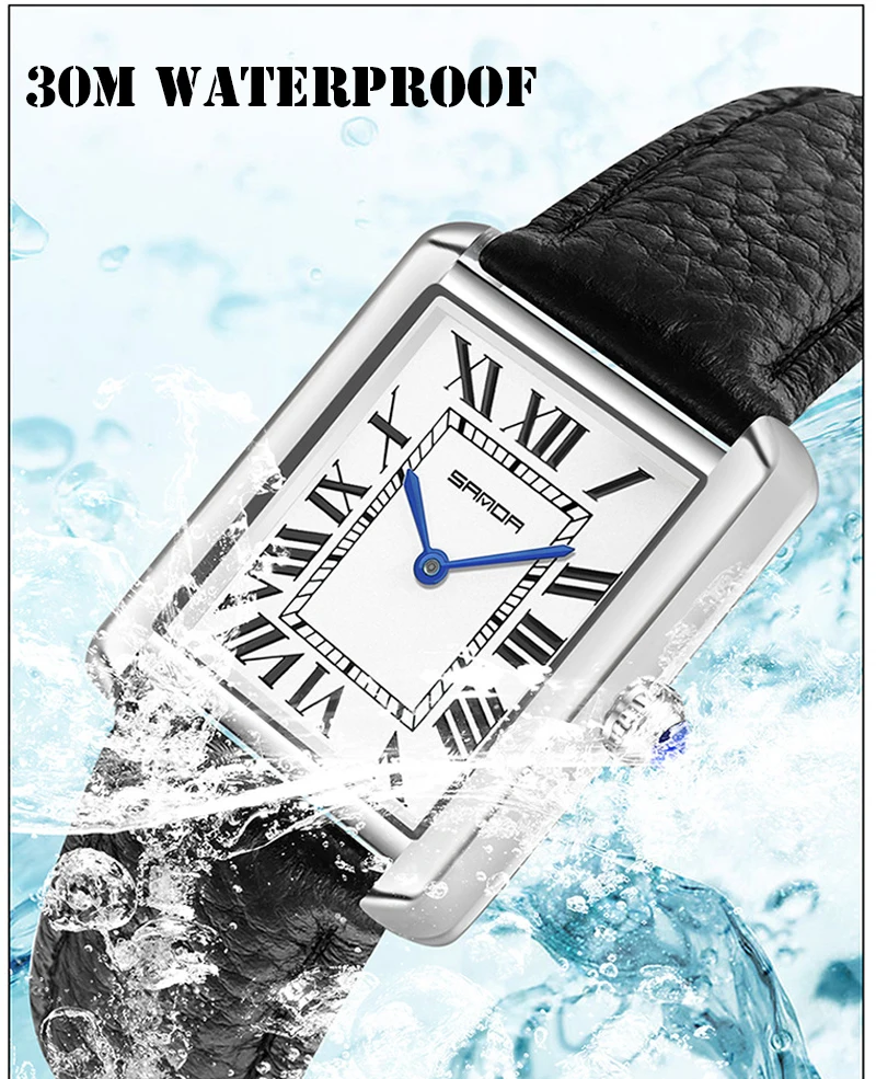 Utthai jam tangan kuarsa bermerek pria dan wanita jam tangan gelang berkualitas tinggi tahan-aus tali kulit 30M kedap air pasangan modis jam tangan