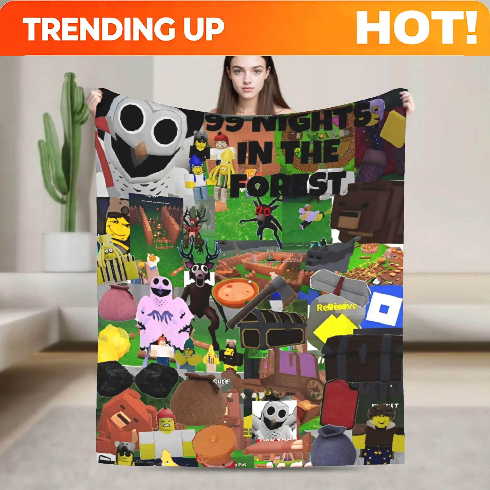 Customize 99 Nights in the Forests Blanket Super Soft Cozy Video Games Throw Blankets for Bed 50x60 Inch Multi-size Rug Piece