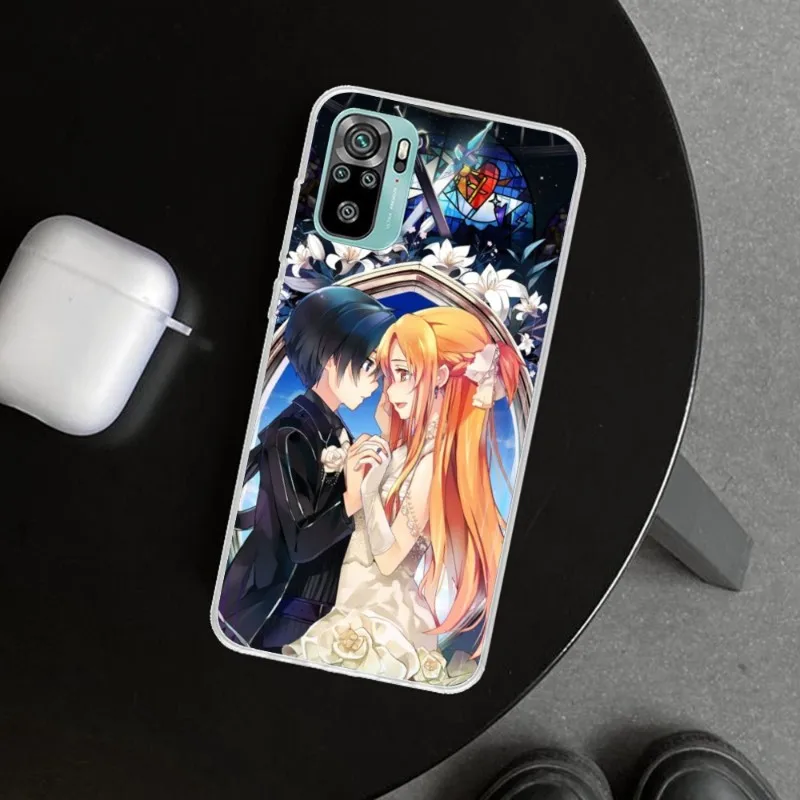 SAO Kirito Asuna Smart Phone Case for Xiaomi 13 Lite 12 11T 10 9 Redmi Note 12 11 10 10S Pro 9 9A 8 Clear Phone Cover Funda