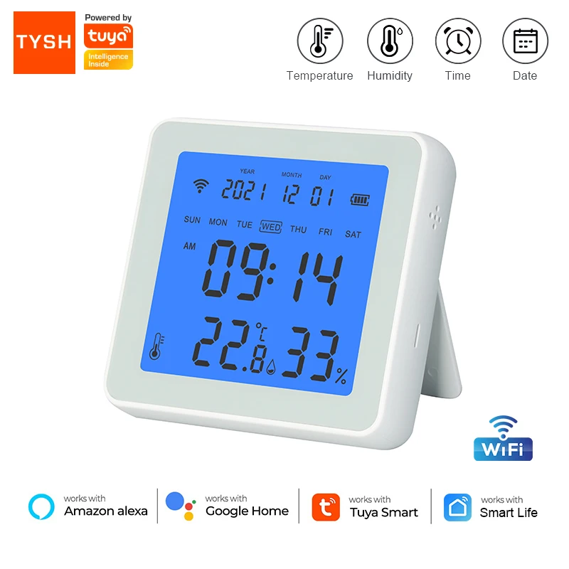 

TYSH Smart Wifi Digital Thermometer Hygrometer Tuya Temperature And Humidity Sensor Work With Alexa