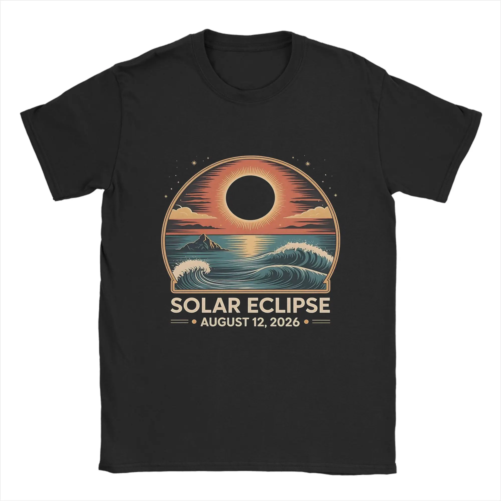 Total Eclipse 2026 August 12 Solar Eclipse Adventure in Spain and Iceland T Shirt Cotton Clothing Crewneck Short Sleeve