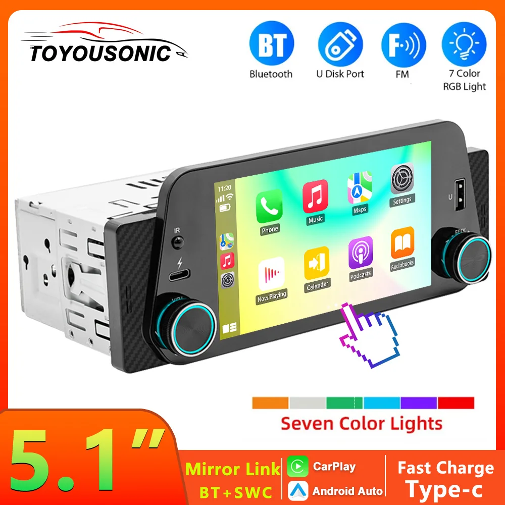 

TOYOUSONI Autoradio MP5 Player For Universal Multimedia Player Car Radio Stereo Android Auto Carplay Mirror Link BT 1Din 5Inch