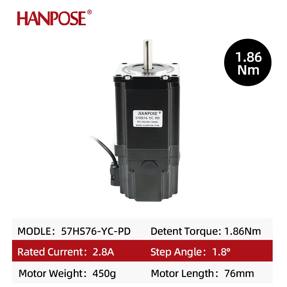 1.8 Degree Motor 24V 57HS76-YC-PD 2 Phase 2.8A 189N.cm Permanent Magnet Brake Without Delay Time Nema23 Stepper Motor