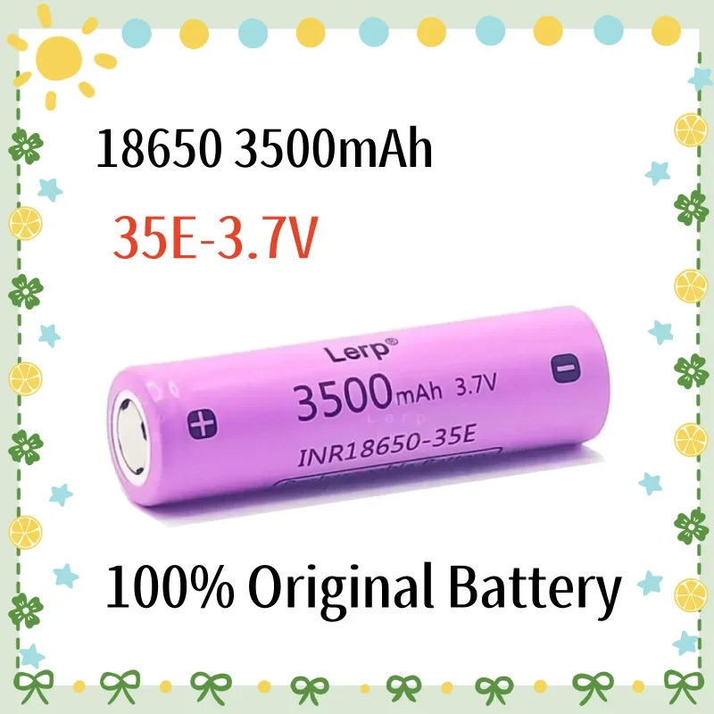 

100%original rechargeable lithium ion battery, 18650 3500 mAh, 3.7 V 25 A, discharge INR18650 3500 mAh, strong light flashlight.