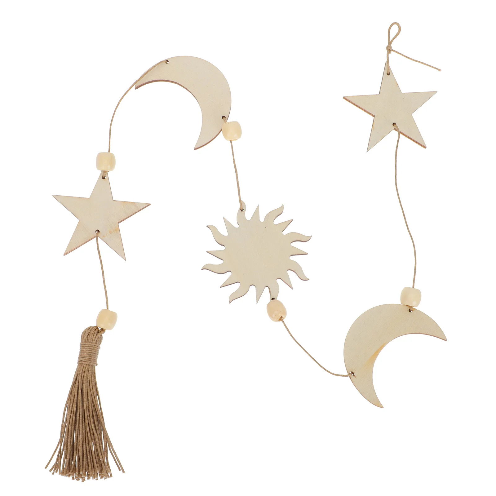 

1Pcs Wooden Star Moon Wall Pendant Bohemian Hanging Decor Indoor Scene Home Decorative Craft Wall Pendant Wooden Hanging Decor