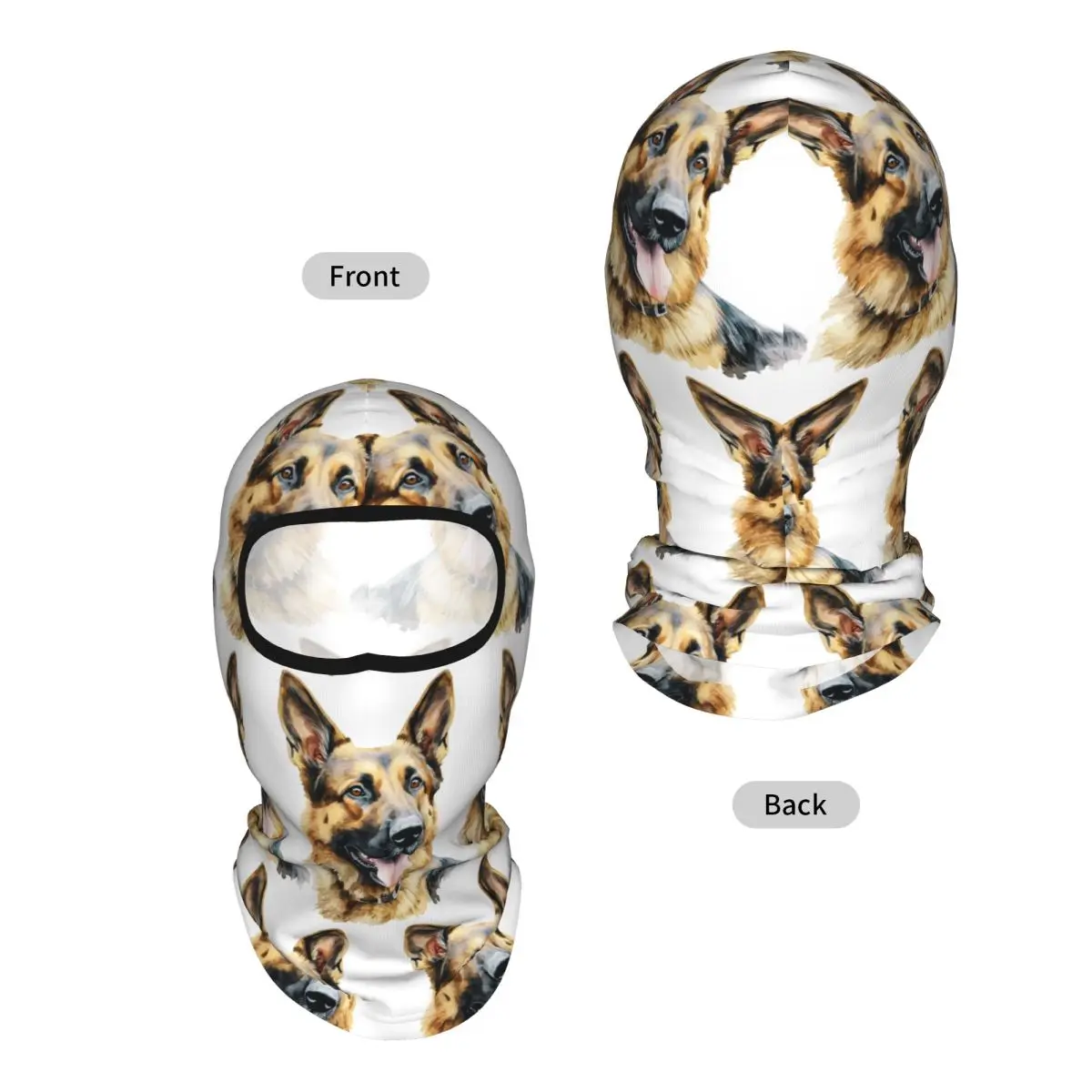 Watercolor German Shepherd Breathable Thin Balaclava Full Face Mask Sun Protection Neck Gaiter For Motorcycle Fishing Outdoor