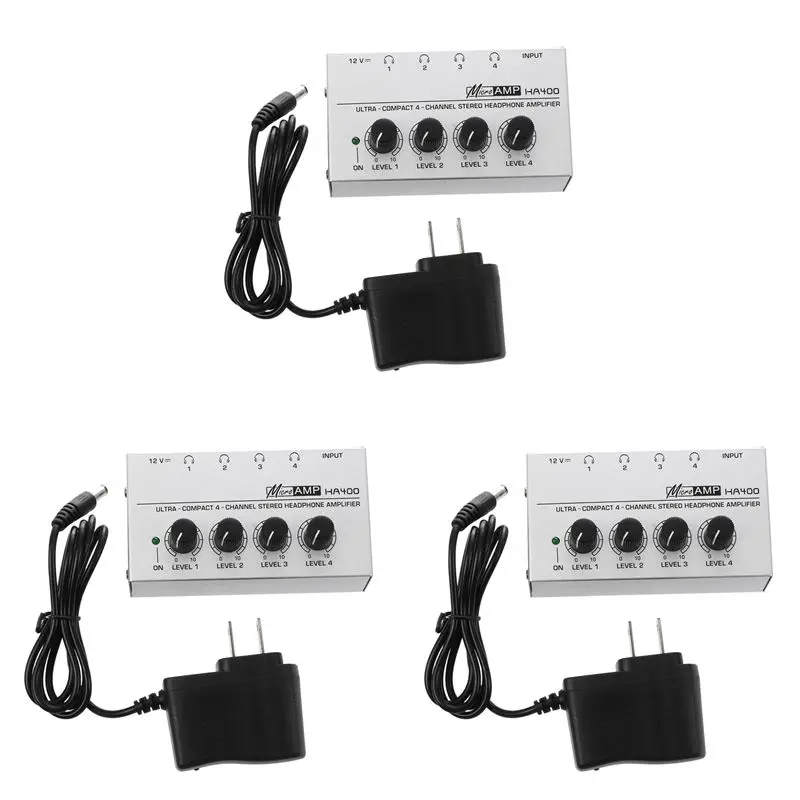 

AYHF 3X HA400 4 Channel Ultra-Compact Headphone Audio Stereo Amp Microamp Amplifier