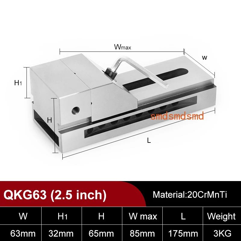 

Тиски 2,5 дюйма QKG63 Инструмент Стальные тиски Токарный станок Тиски Настольный зажим для фрезерного станка Сверлильный станок Стенд Токарный станок Мини-инструменты