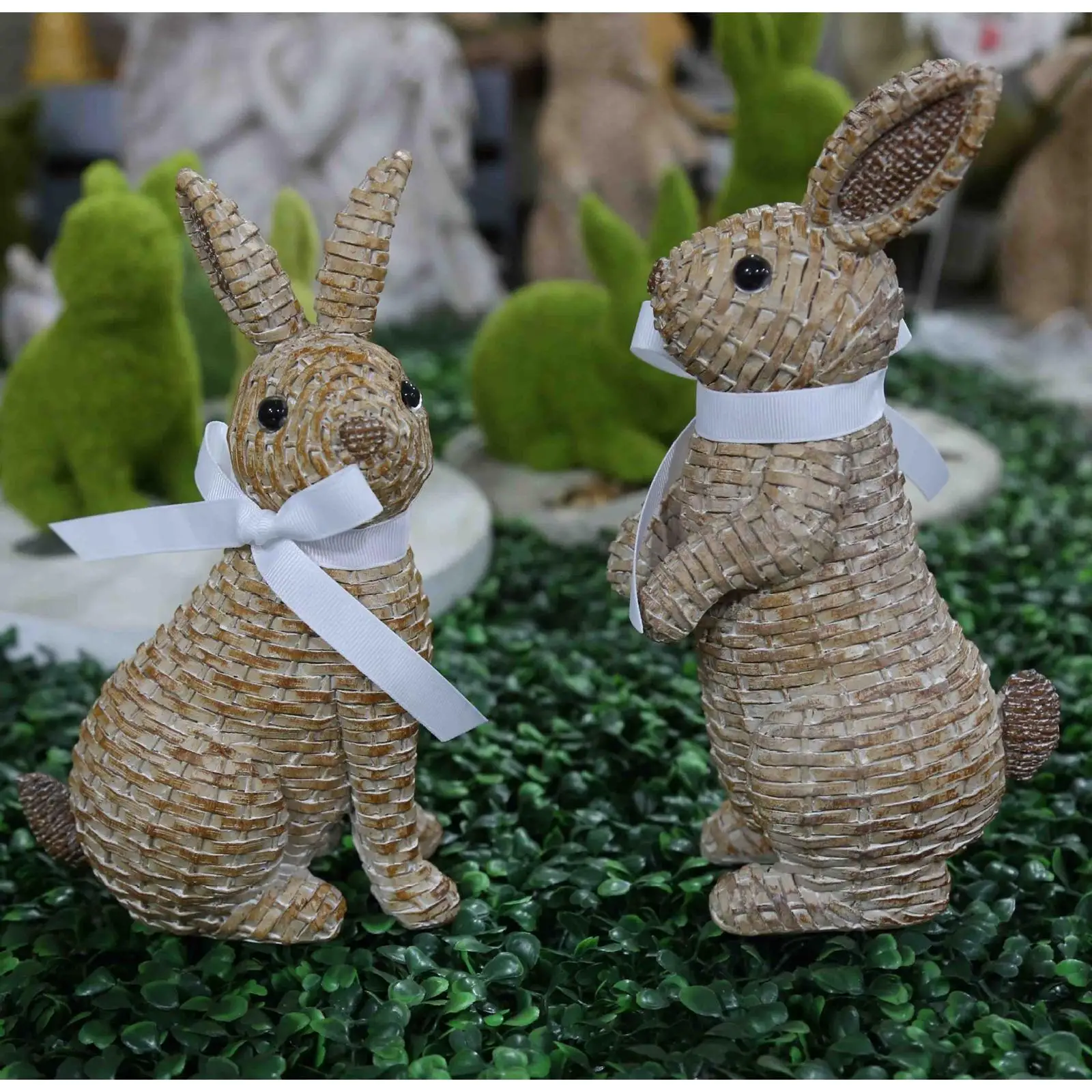 Bunny Figurine Rabbit Sculpture Easter Decoration for Backyard Desktop Art Outdoor Rabbit Sculpture Statue Figurines for Lawn