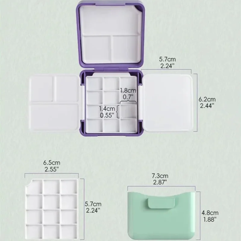 Portable Watercolor Half Pan Box Mini Plastic Independent Compartment Palette Travel Painting Storage Art Supplies TSH05