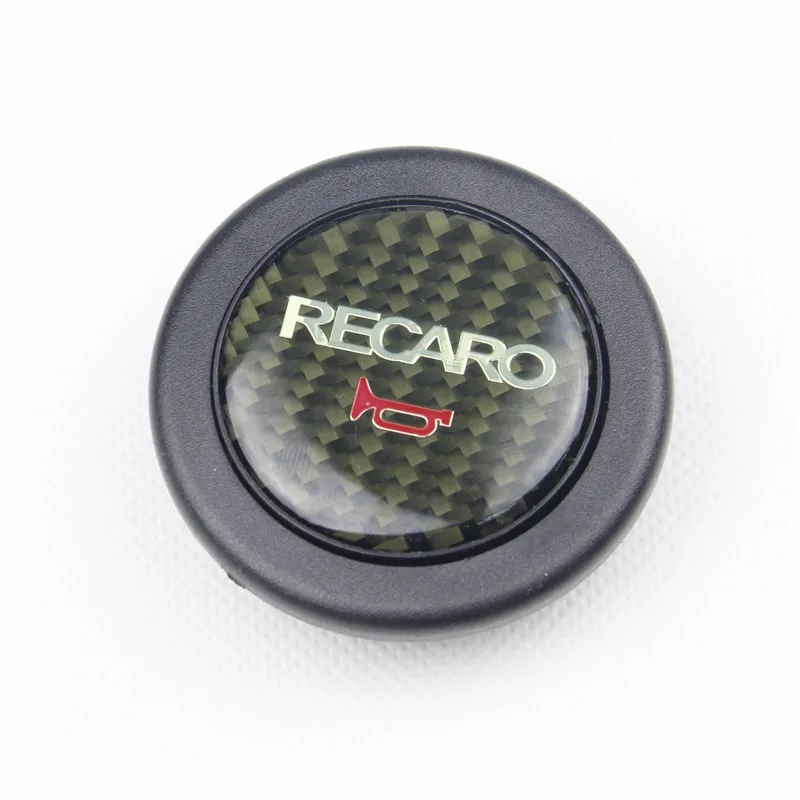 Car Styling Carbon Fiber Black RECARO Racing Steering Wheel Horn Button for Universal Car