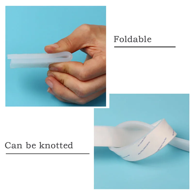 1 متر الأبيض الذاتي لاصق سيليكون المطاط قطاع المضادة للانزلاق ارتفاع درجة الحرارة الصلبة امتصاص الصدمات طوقا W:10 ~ 50 مللي متر T:1/2/3/5/10 مللي متر