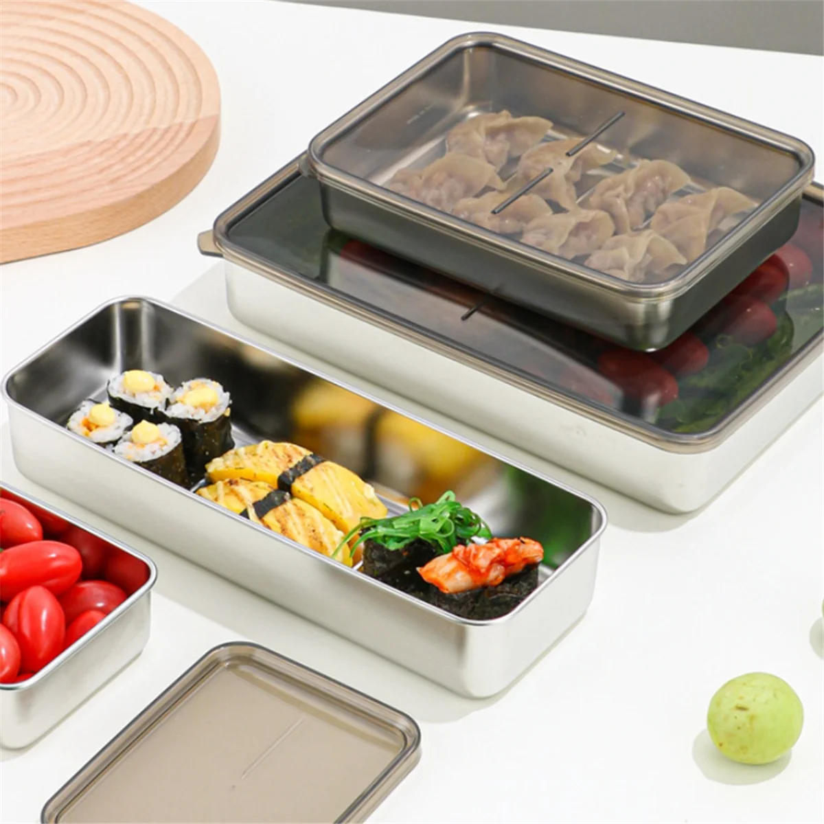 Food Storage Container Stainless Steel Kitchen Storage Box with Leakproof Lid Kitchen Accessories 1000ML