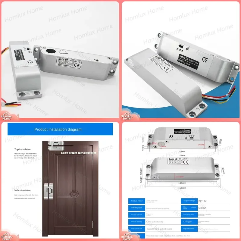5X Drop Bolt Lock 4 Wire DC12V Electronic Mortise Lock for Wooden Door Iron Door Security Door Access Control System