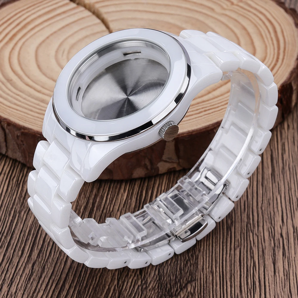 39mm Ceramics Watch Case Stainless Steel Back Cover For 1l45 515 Quartz Movement Watch Replacement Repair Parts 29.5mm Dial DIY