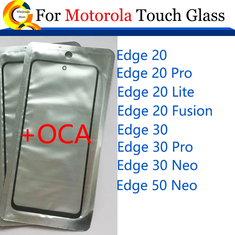 10Pcs\\Lot For Motorola Moto Edge 30 50 Neo 20 Pro Lite Fusion Touch Screen LCD Front Glass