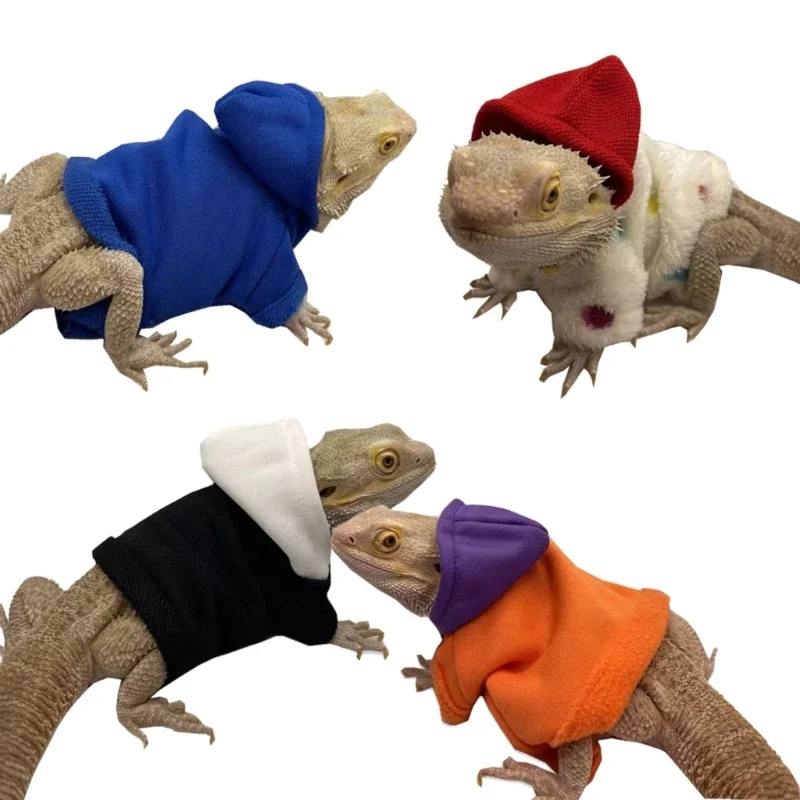 Lizards Clothes for Bearded Dragon Geckos Reptiles Apparel Hand-made Hoodies Jackets for Small Animal Geckos