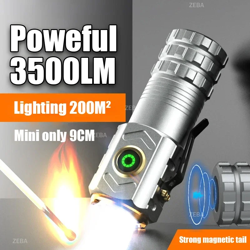 

2026 Высокое качество 3-ядерный мощный мини-светодиодный фонарик перезаряжаемый супер яркий водонепроницаемый фонарик с магнитом для пешего туризма, кемпинга