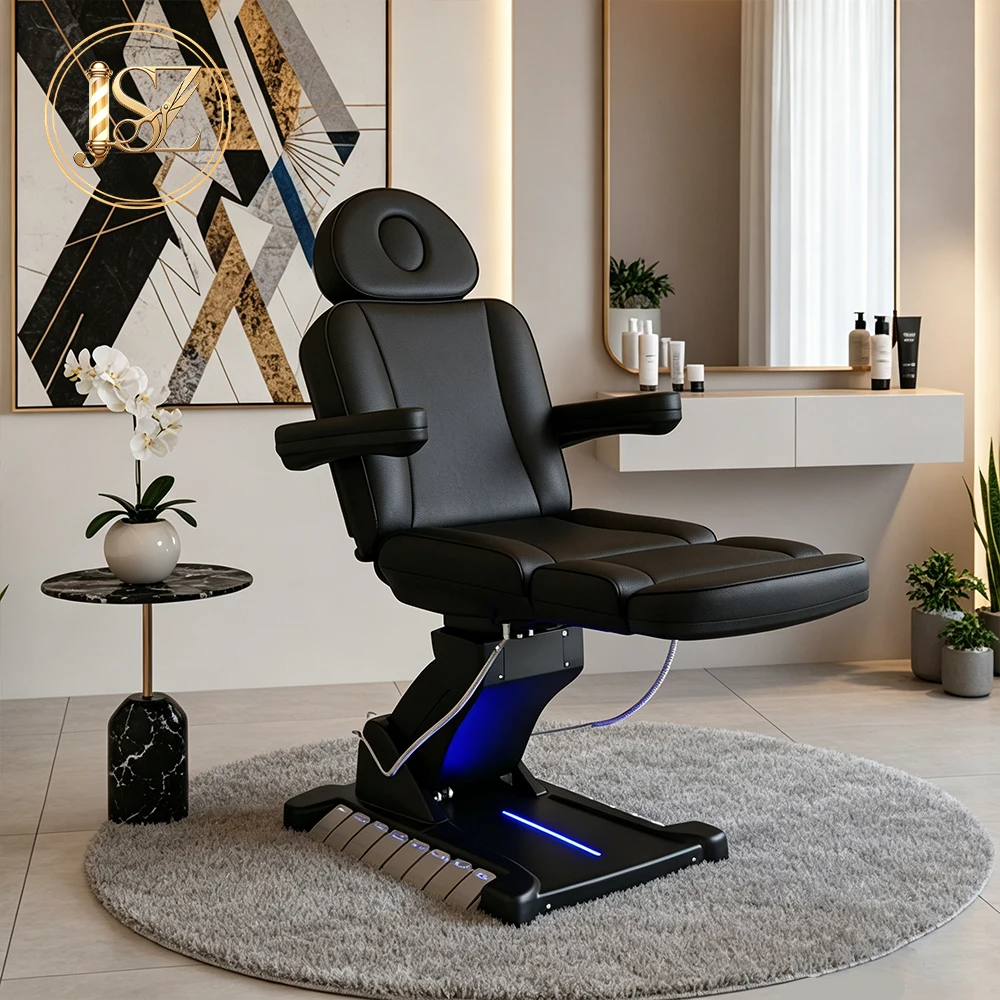 Salon Use 4-Motor Multifunctional Facial Bed Electric Adjustable Massage Bed With Footrest For Eyelash Beauty