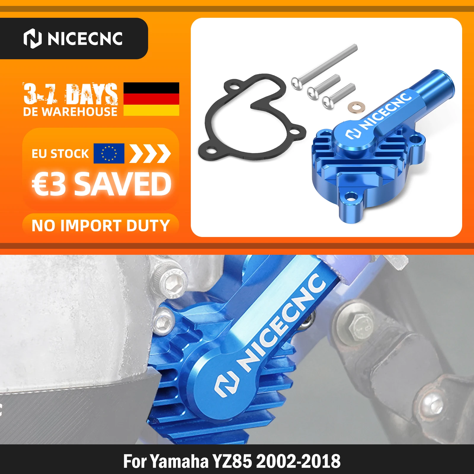 NICECNC Für Yamaha YZ85 2002-2018 YZ80 1993-2001 2000 1999 1998 1997 1996 Motorrad Wasserpumpenabdeckung Schutz Aluminium YZ 85 YZ 80
