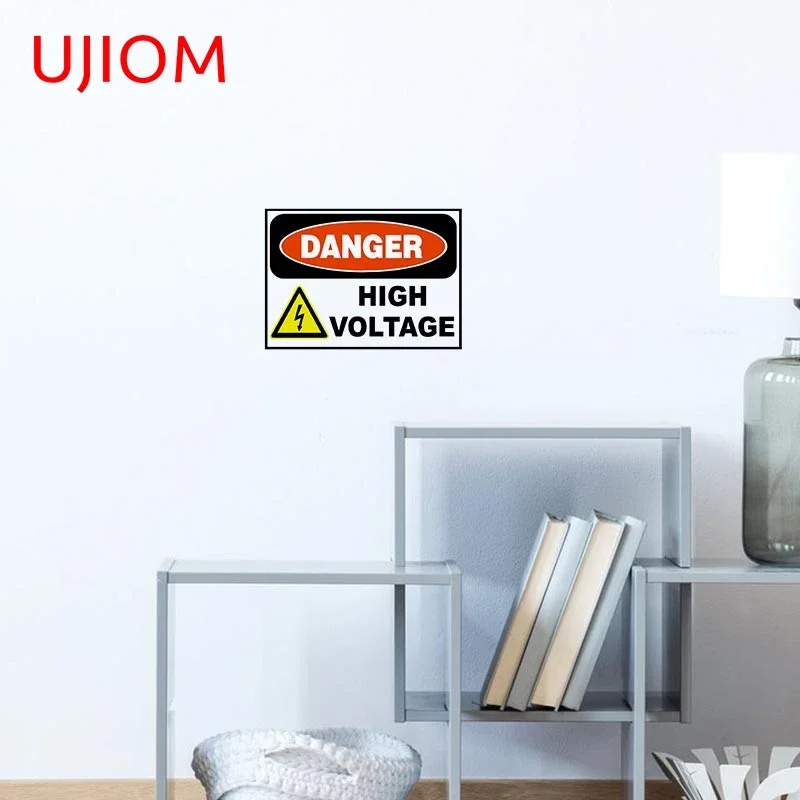 UJIOM 13cm Danger High Voltage Warning Wall Stickers Waterproof Vinyl Decal Kitchen Helmet Living Room Bathroom Bedroom Sticker