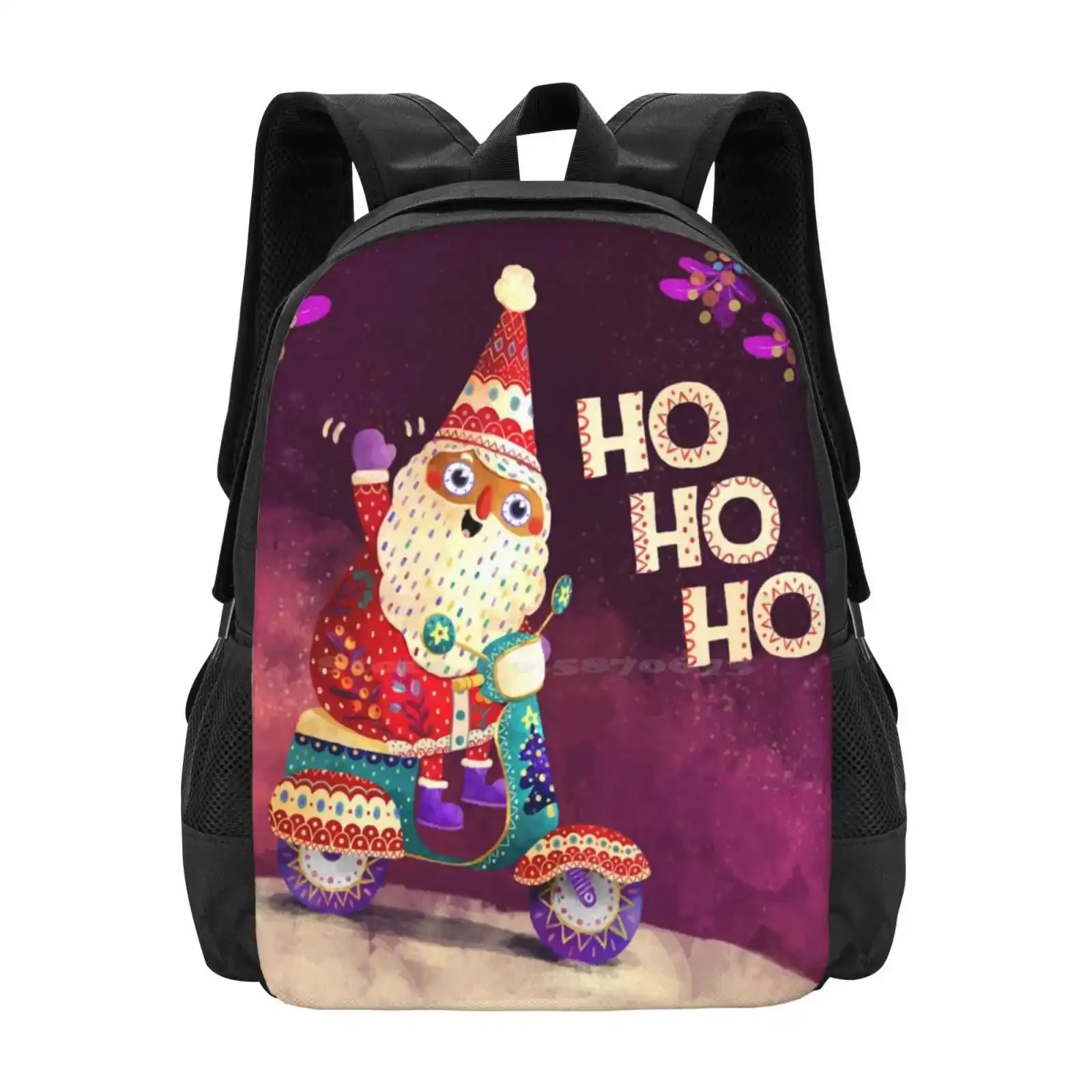 

Santa Clause Scooterist Hot Sale Schoolbag Backpack Fashion Bags Merry Christmas Santa Clause Xmas Holidyas Christmas
