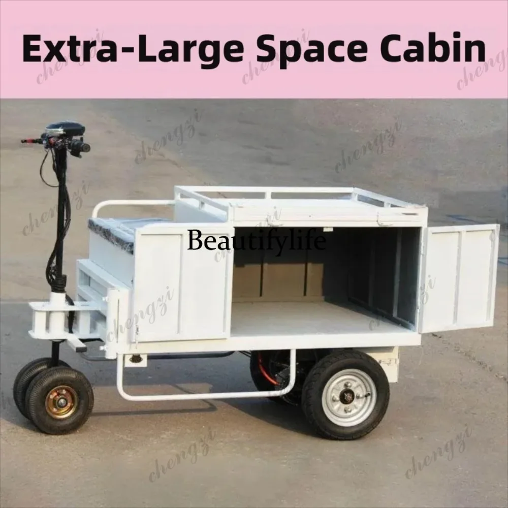 A81 Multifunctional Electric 3 Wheel Flat Cart Night Market Stall Vending Cart For Snack Dessert Cooked Food Roasted Sweet Potat