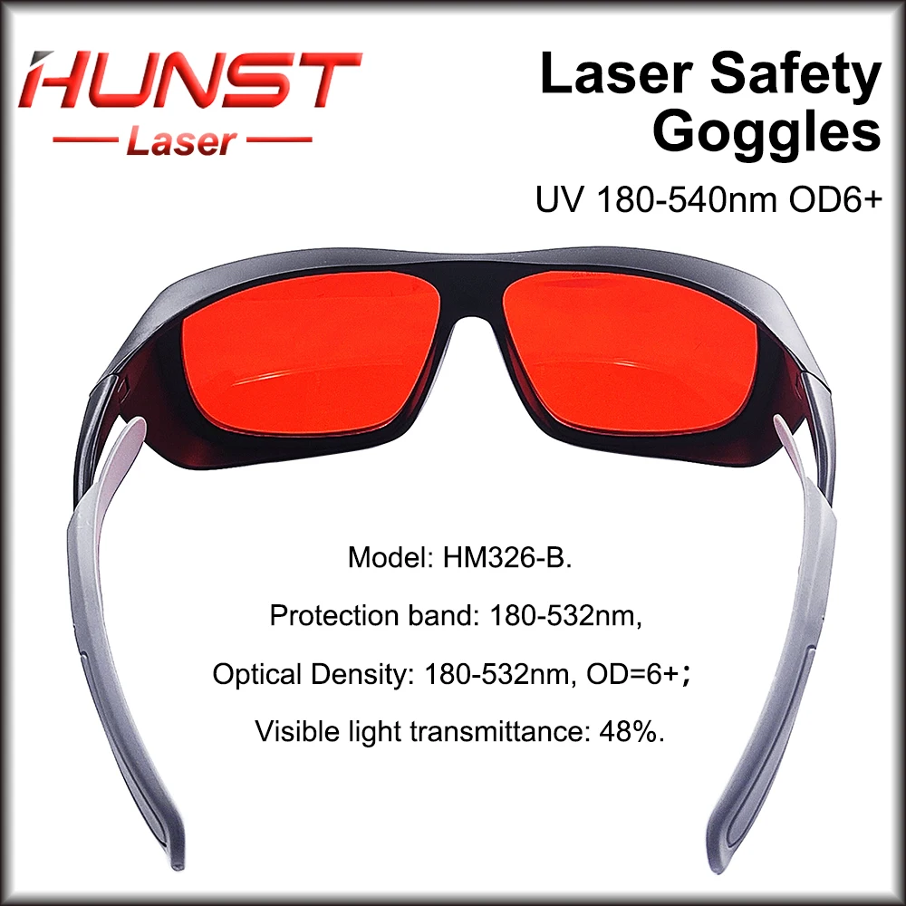 Imagem -05 - Óculos de Proteção para Laser Hunst Óculos de Proteção de Tamanho Médio Proteção para Laser uv e Verde Óculos de Segurança 355 532nm